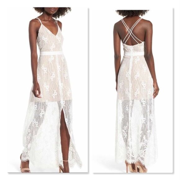 WAYF | Lace Semi Sheer Maxi Dress - size Small in White - Picture 1 of 16